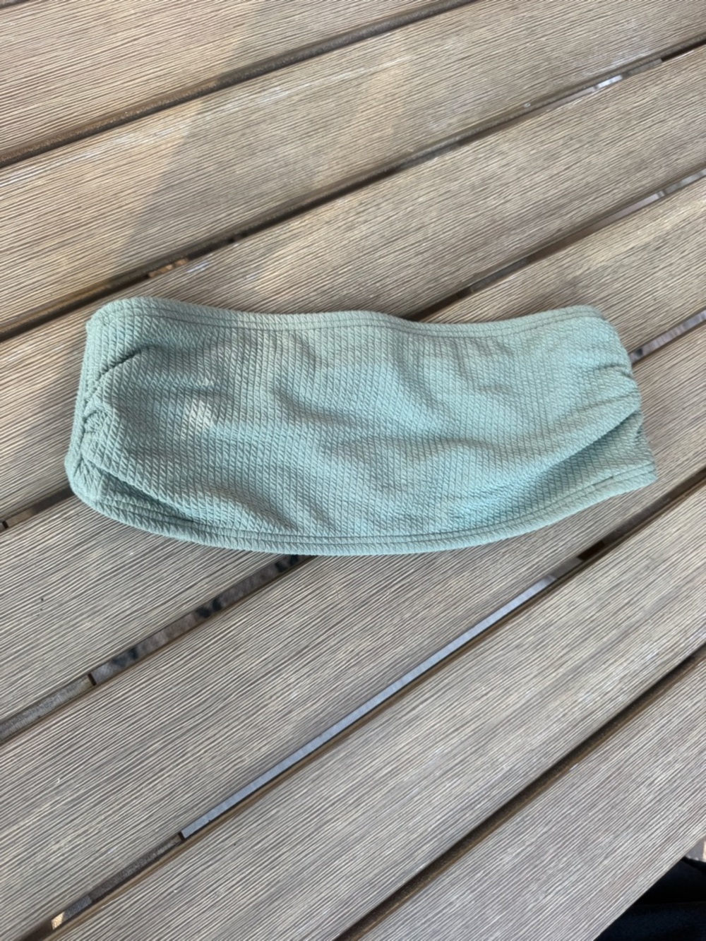 Michael Michael Kors Olive Green Textured Bandeau Bikini Top XS